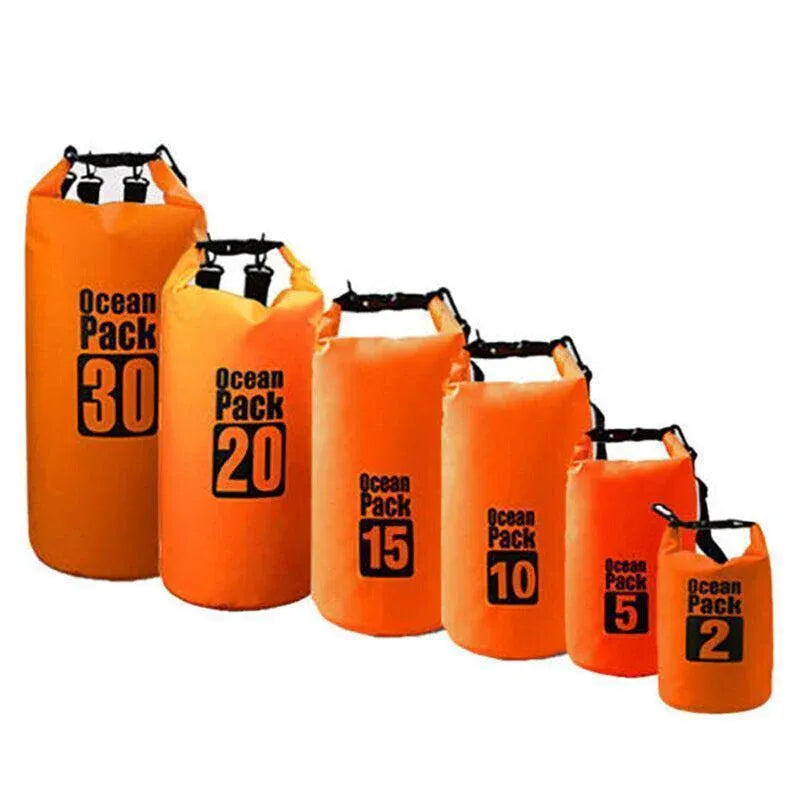 Orange Waterproof Bag Dry Sack Fishing Camping Canoeing Outdoor Sport 2/5/10/15/20/30 L - 15L